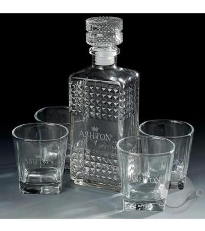 Ashton Rocks Glass and Decanter Set Ashton Rocks 4-Glass and Decanter Set Glasses + Decanter